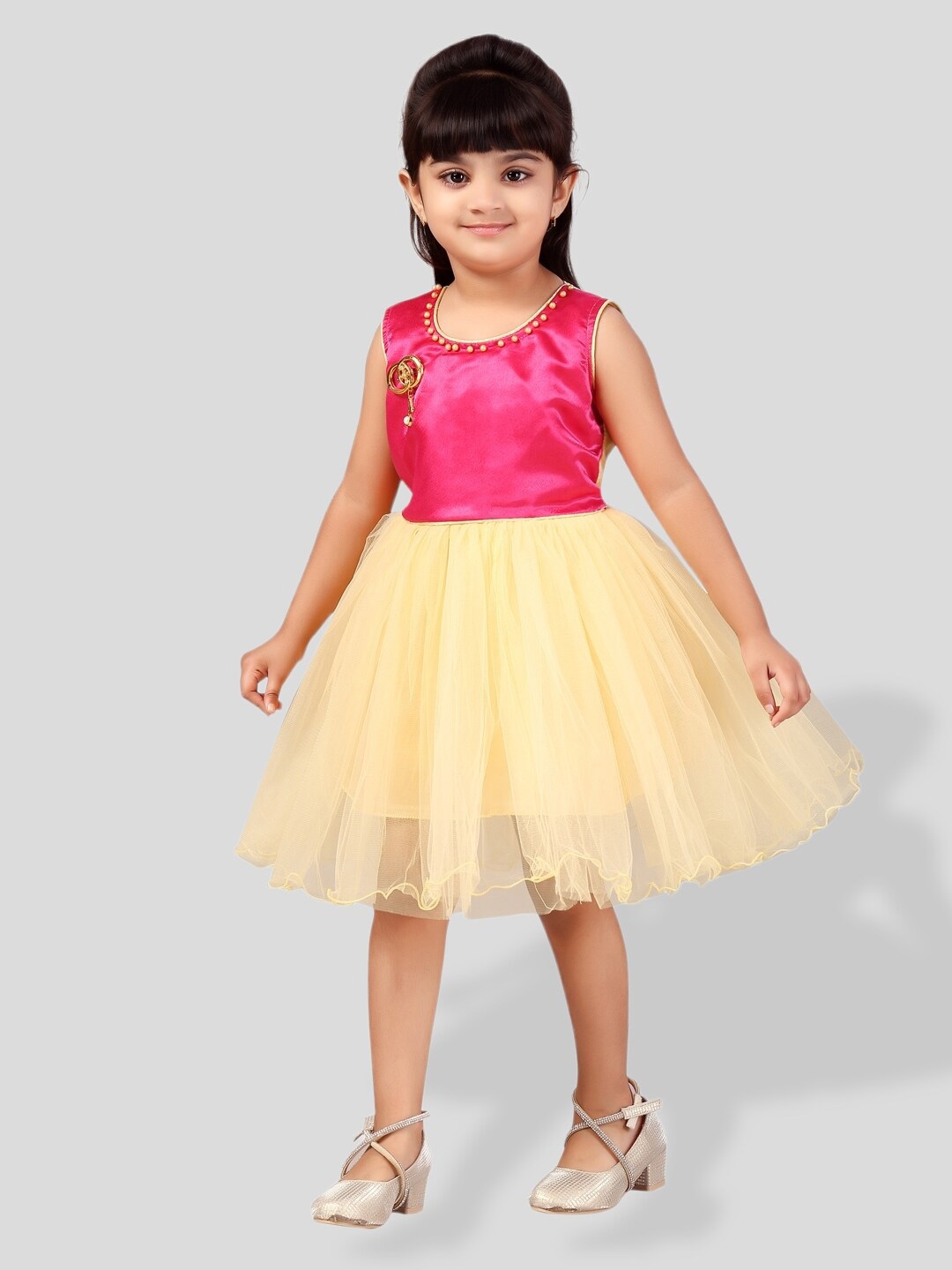 

BAESD Girls Embellished Net Fit & Flare Party Dress, Pink