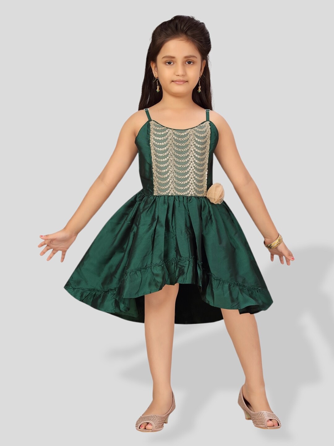

BAESD Girls Embellished Net Fit & Flare Party Dress, Green