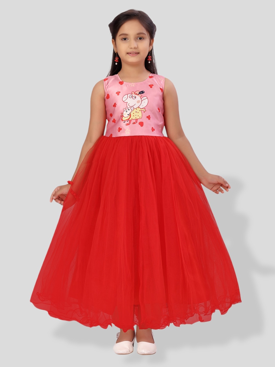 

BAESD Girls Peppa Pig Tulle Fit & Flare Dress, Red