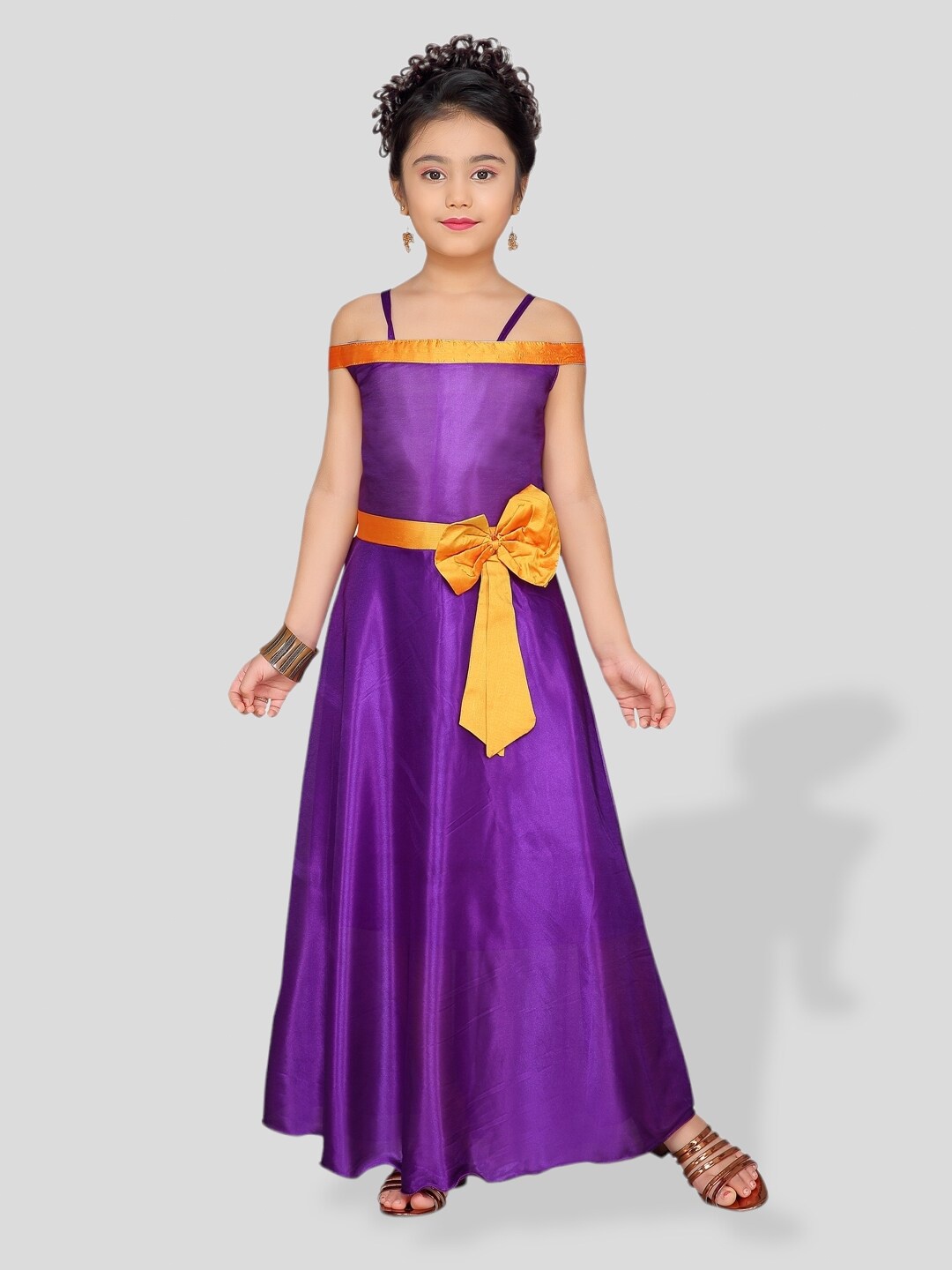 

BAESD Girls Off Shoulder Bow Detailed Fit & Flare Dress, Purple