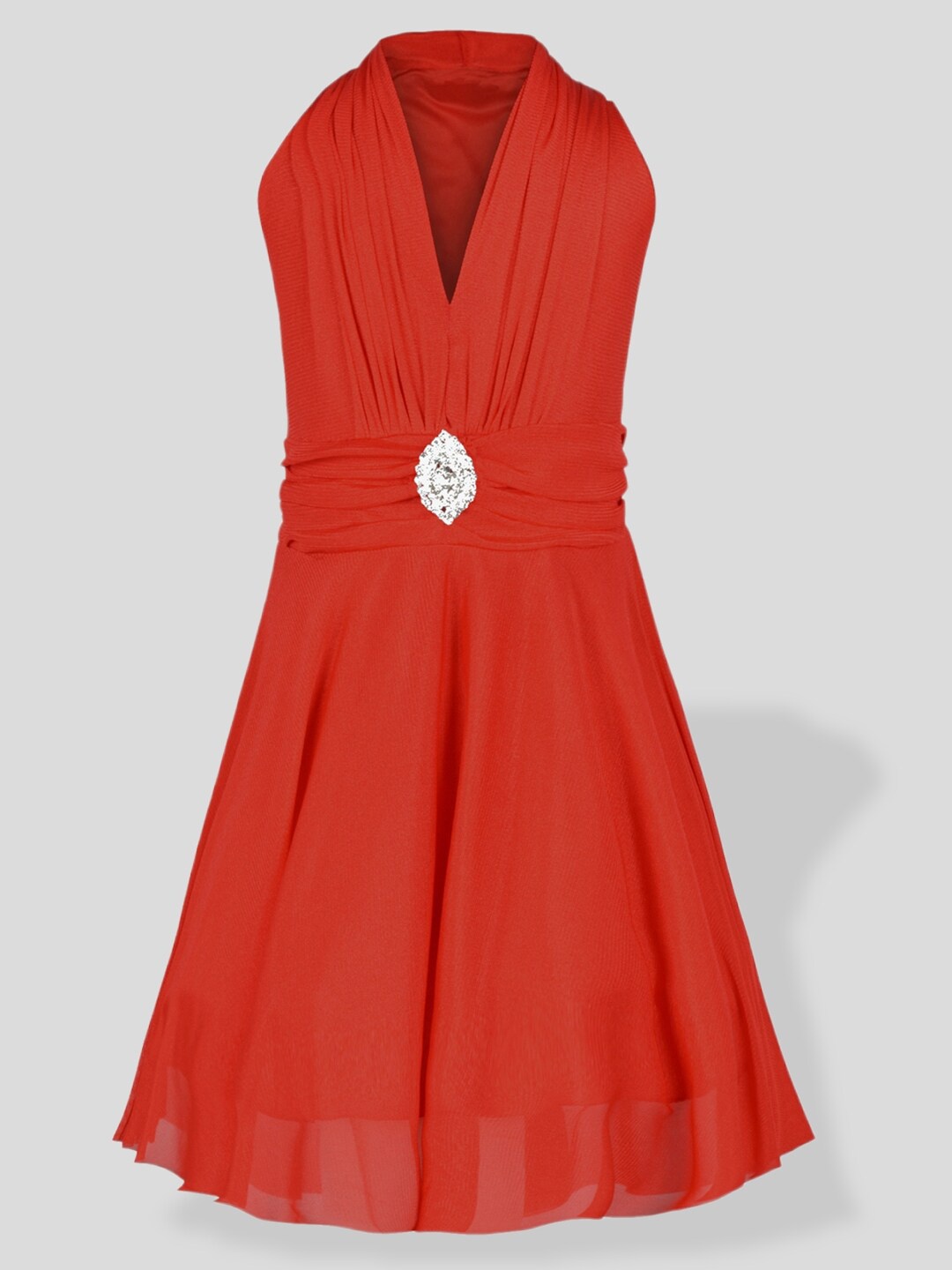

BAESD Girls Gathered & Pleated A Line Dress, Red