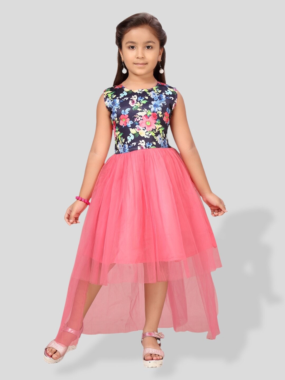 

BAESD Girls Floral Printed Fit & Flare Dress, Pink