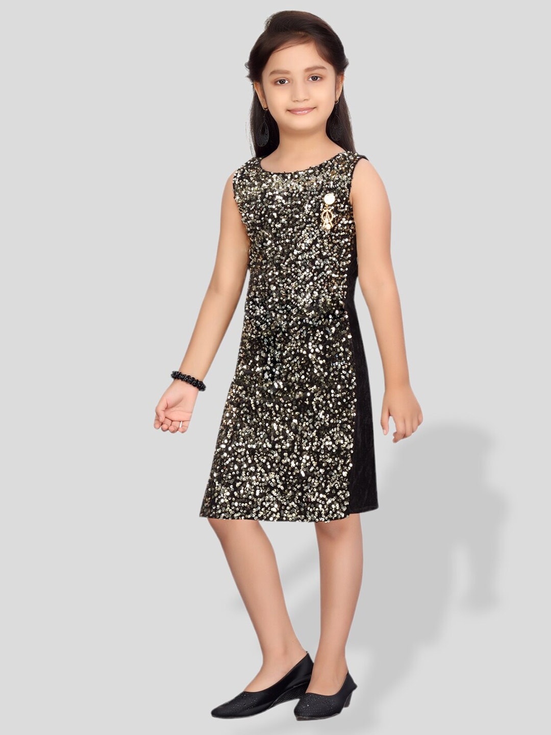 

BAESD Girls Embellished Sequinned Sheath Dress, Black