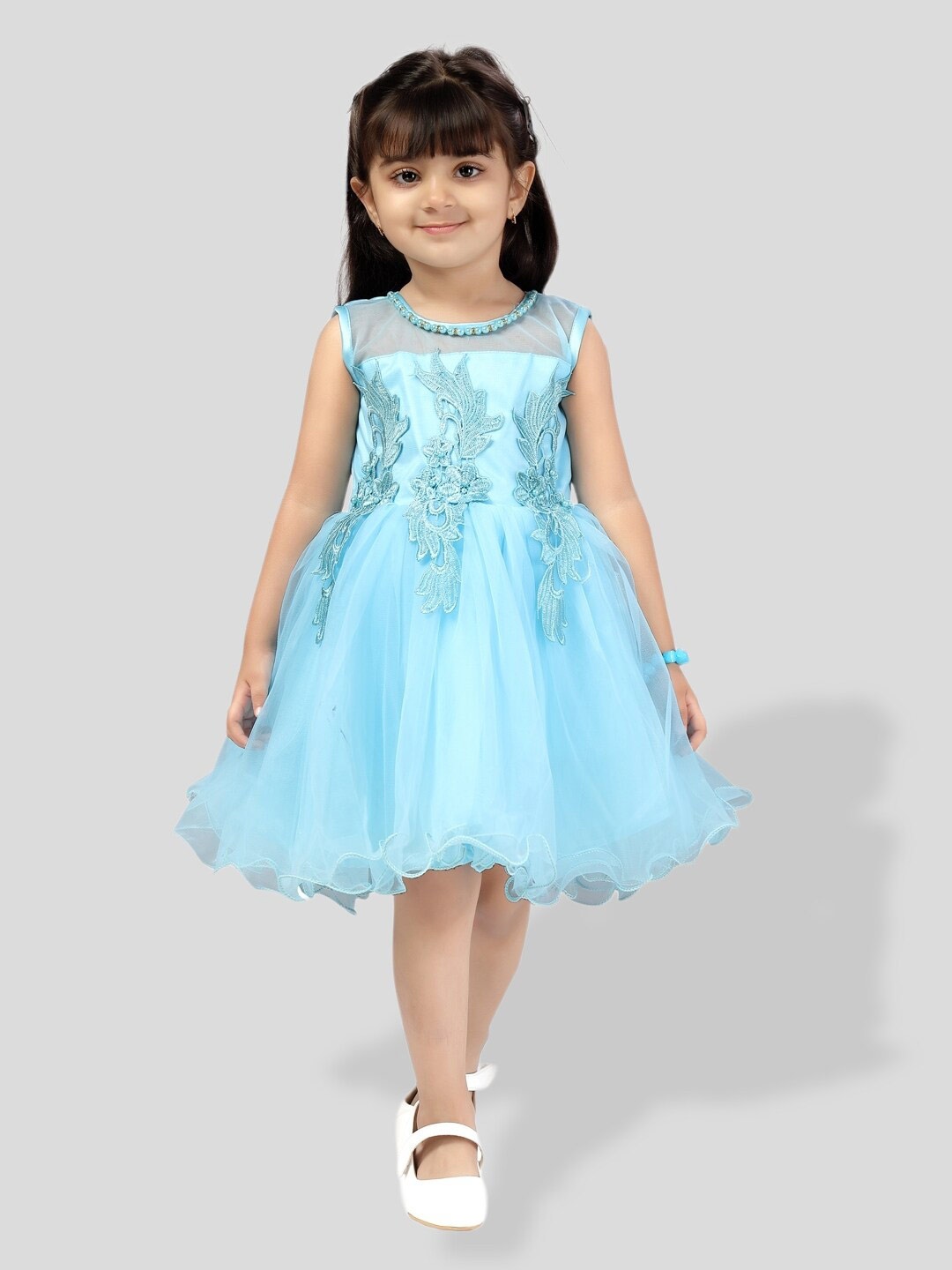 

BAESD Girls Embroidered Fit & Flare Dress, Turquoise blue