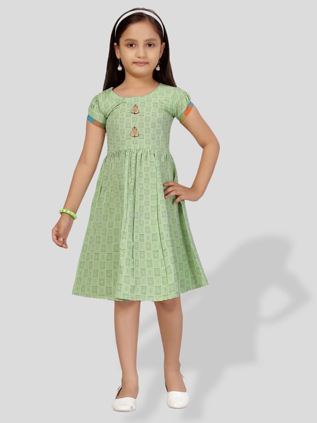 

BAESD Checked Fit & Flare Dress, Green