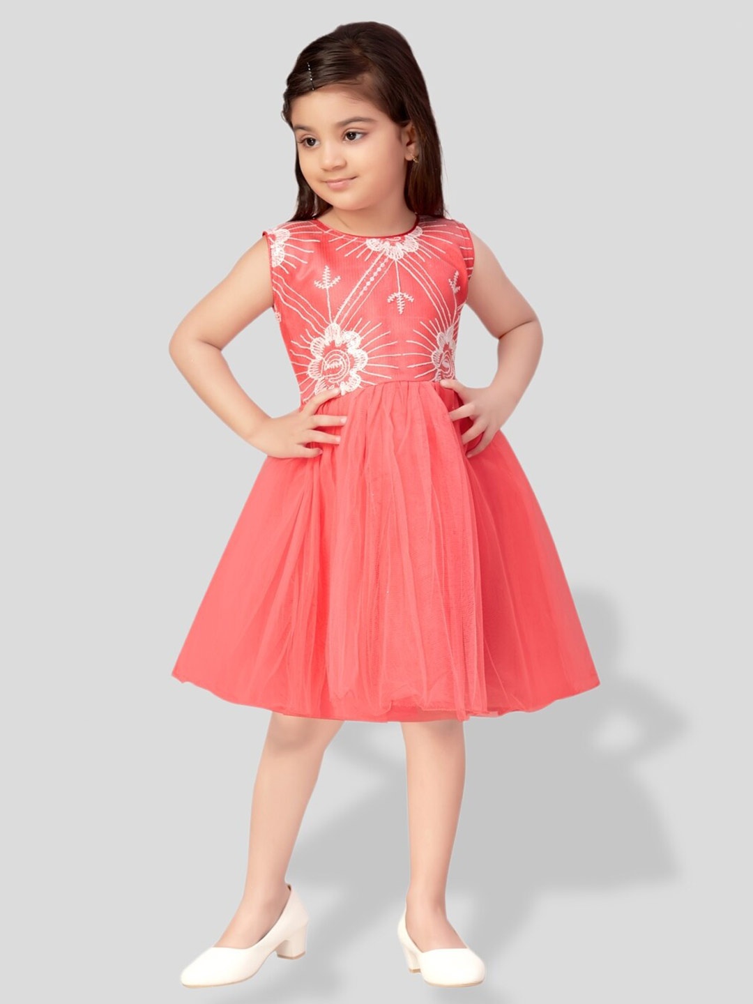 

BAESD Floral Embroidered Fit & Flare Dress, Red