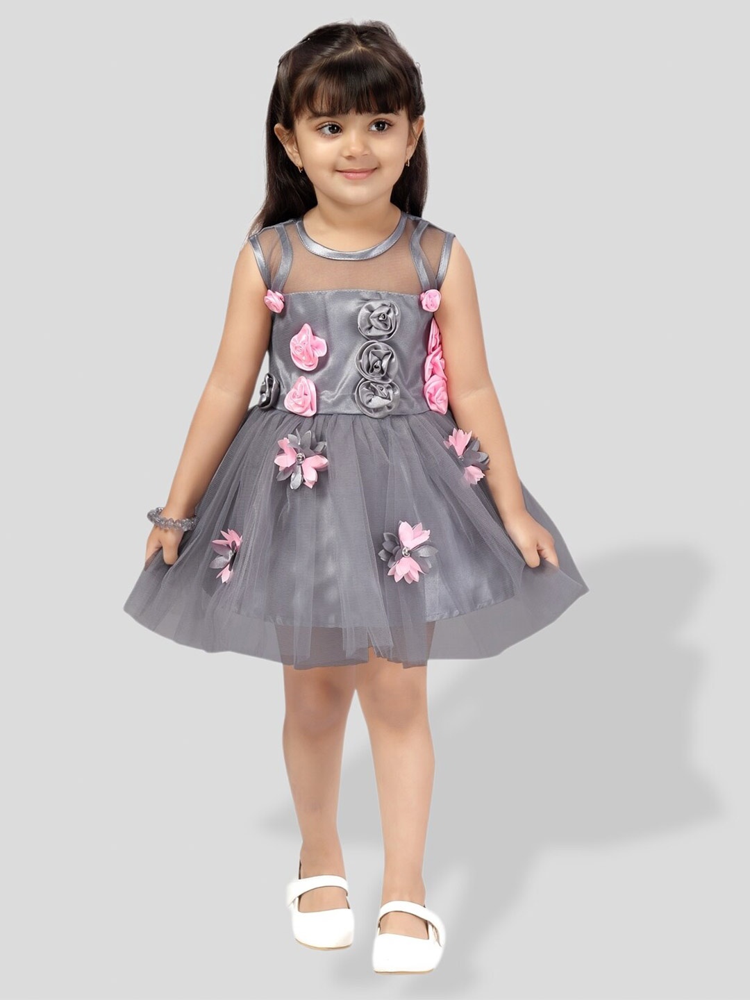 

BAESD Floral Print Fit & Flare Dress, Grey