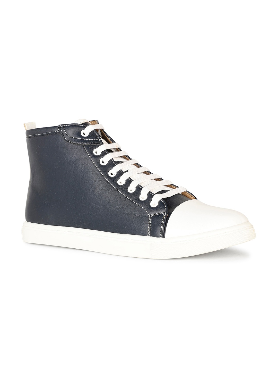 

Bata Men Leather Mid-Top Sneakers, Navy blue