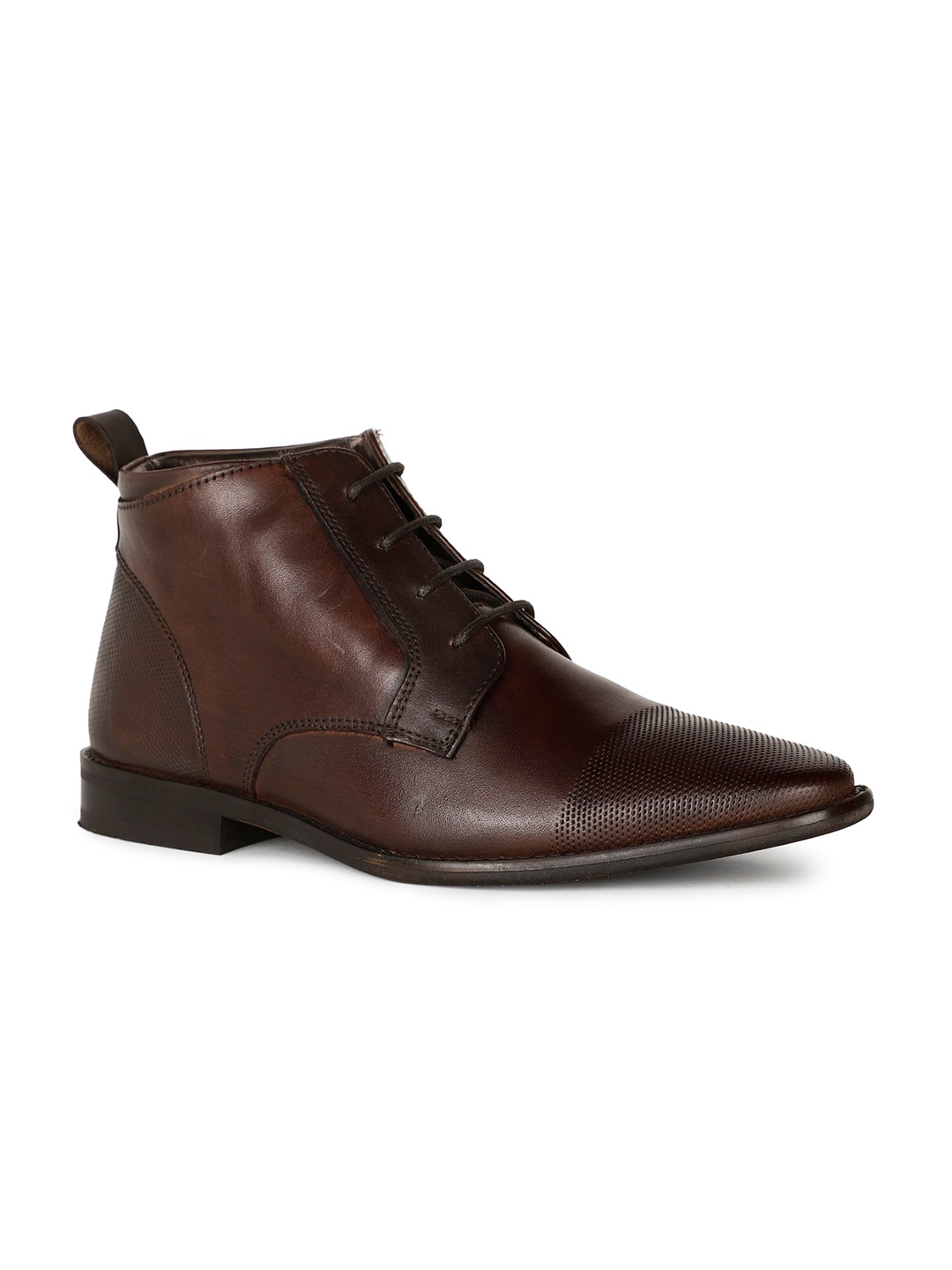

Bata Men Thomas Mid Top Block-Heel Leather Regular Boots, Brown