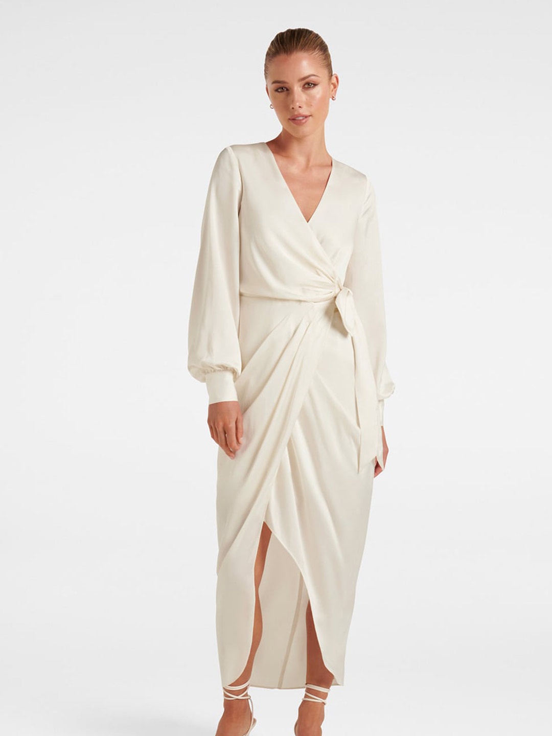 

Forever New V-Neck Satin Maxi Dress, White