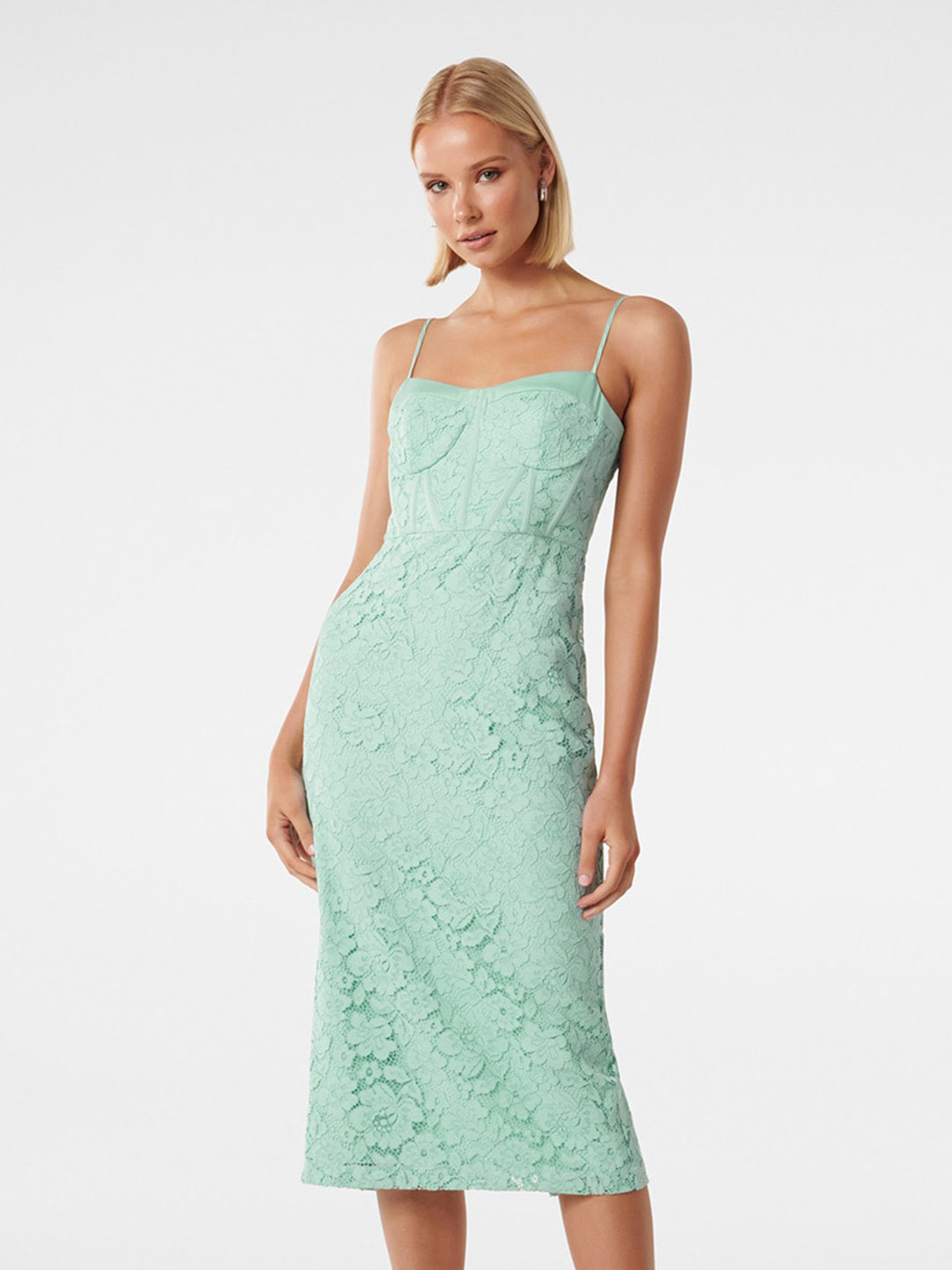 

Forever New Lace Sheath Midi Dress, Blue