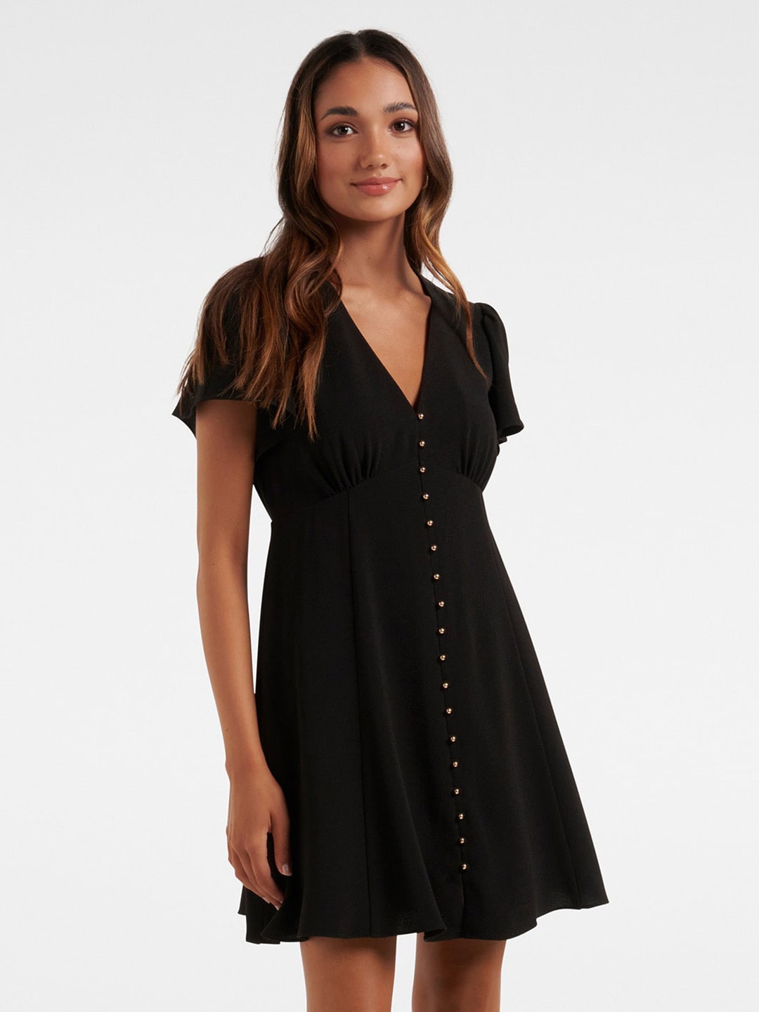 

Forever New Flared Sleeve Empire Dress, Black