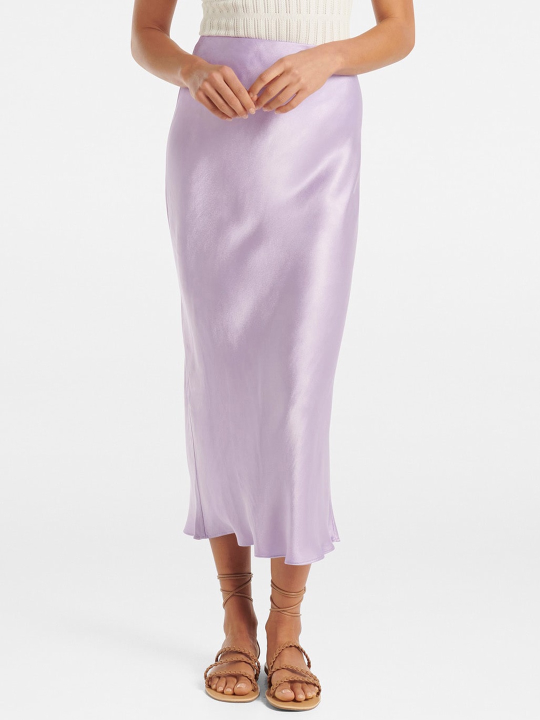 

Forever Elasticated Waistband Midi Straight Skirt, Purple