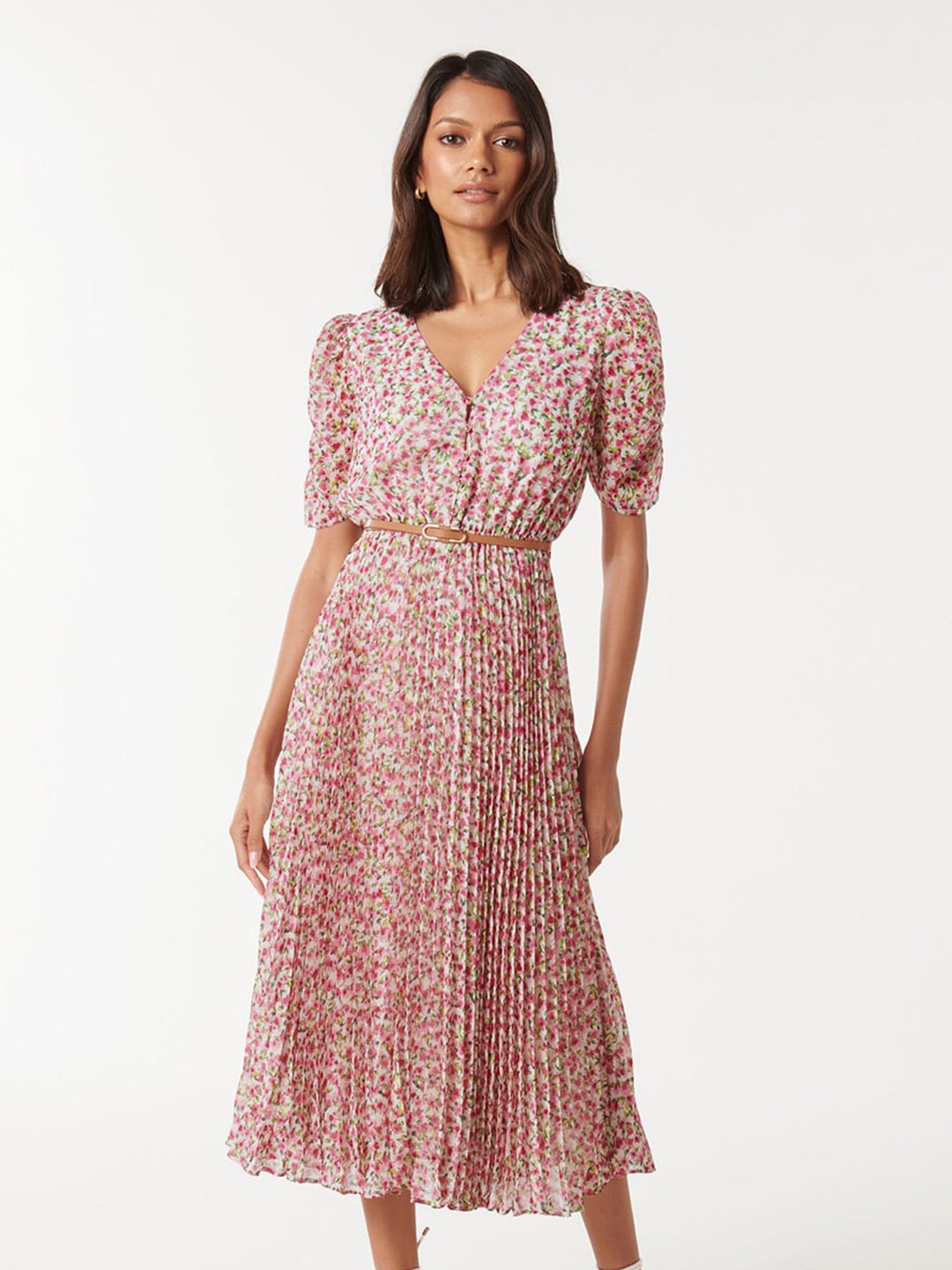 

Forever New Floral Printed Fit & Flare Midi Dress, White