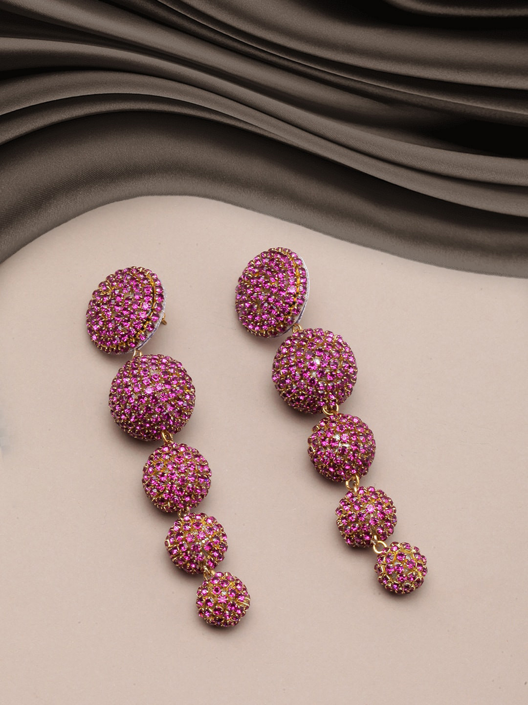 

DressBerry Gold-Plated Gold-Toned Rhinestone Circular Drop Earrings