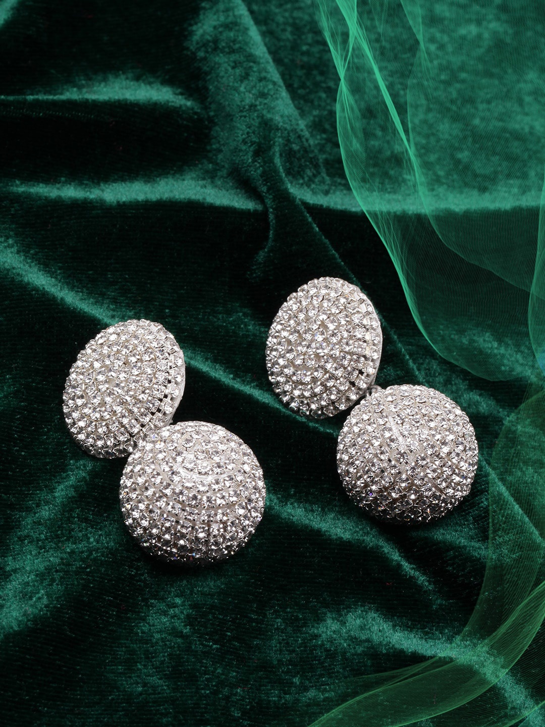 

DressBerry Silver-Plated Silver-Toned Circular Drop Earrings
