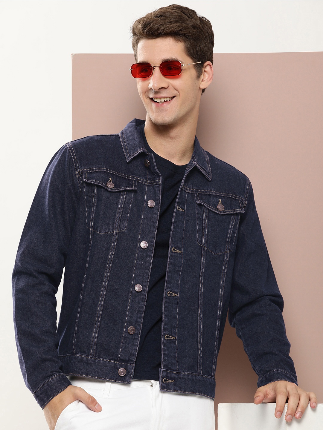 

Harvard Pure Cotton Denim Jacket, Navy blue