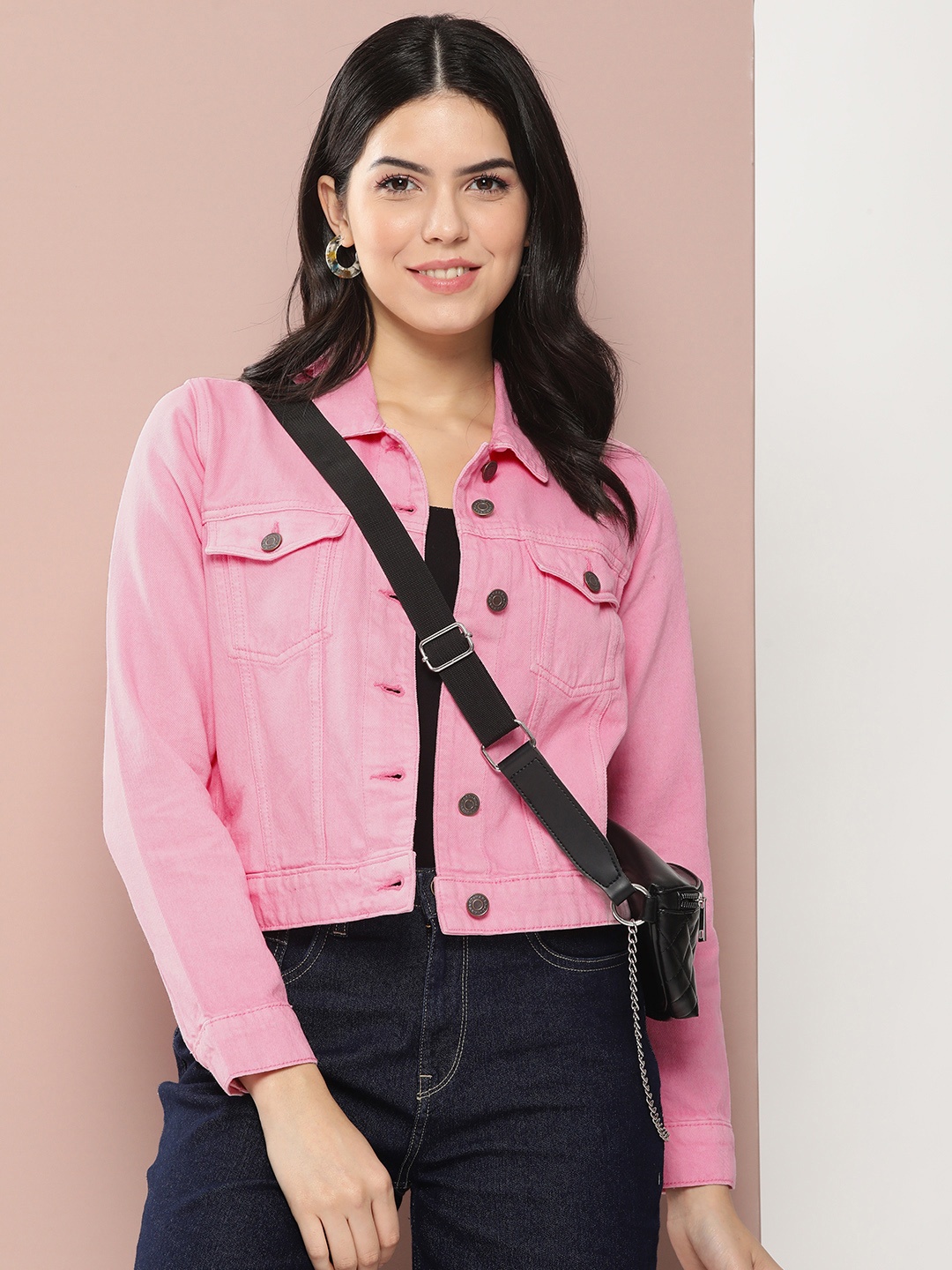 

Harvard Pure Cotton Denim Jacket, Pink