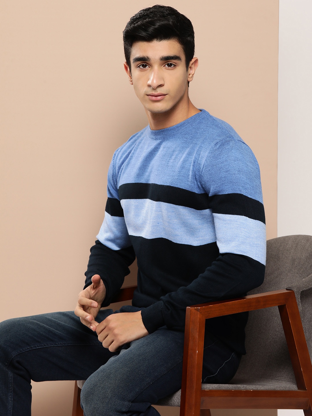 

INVICTUS Acrylic Striped Pullover, Blue