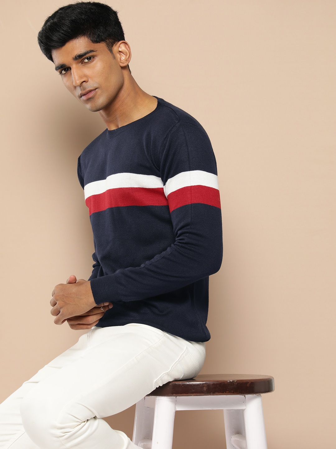 

INVICTUS Striped Pullover, Navy blue