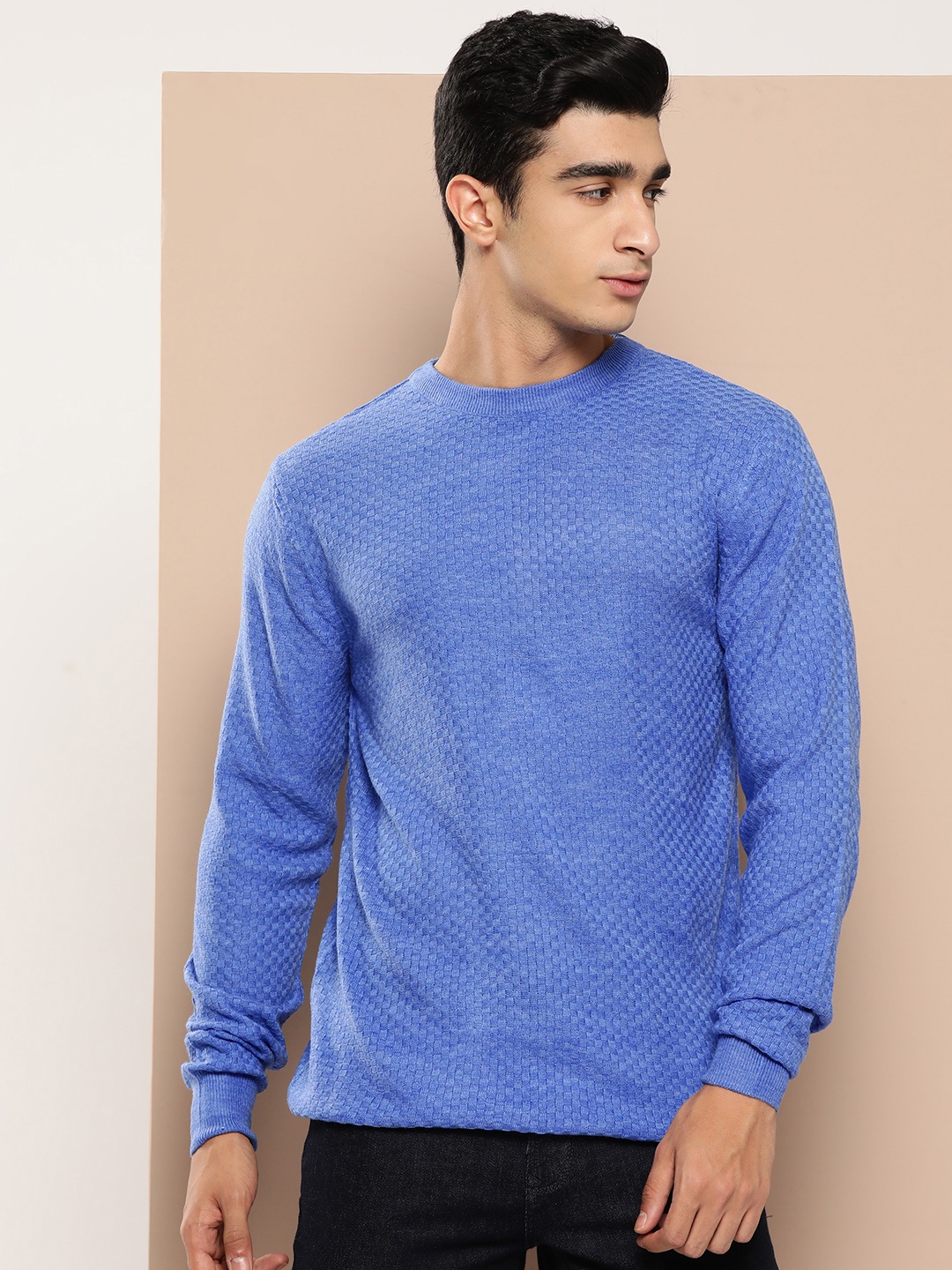 

INVICTUS Acrylic Self-Checked Pullover, Blue