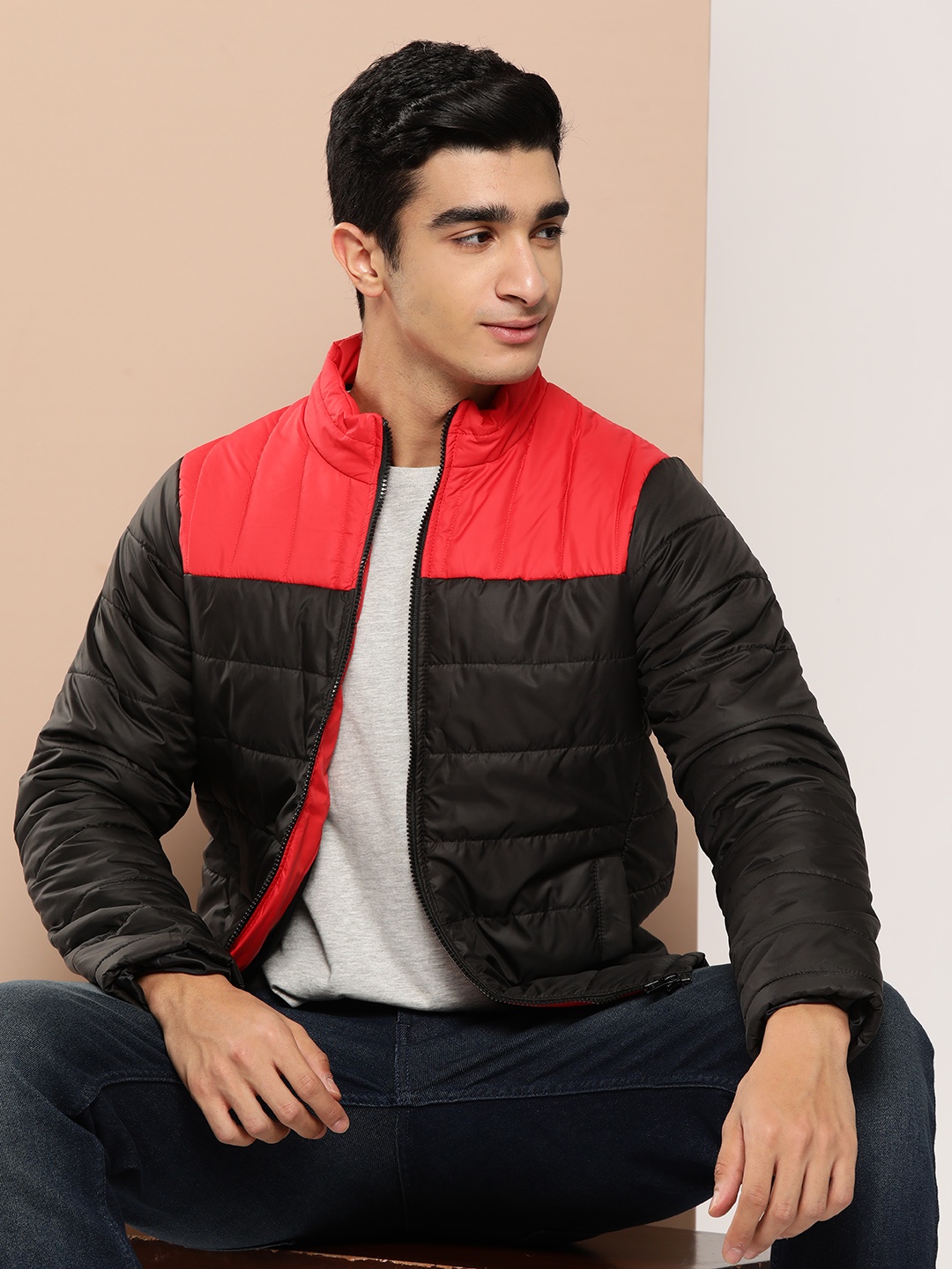 

INVICTUS Colourblocked Padded Jacket, Black