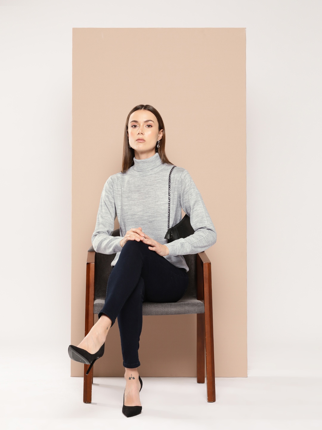 

her by invictus Turtle Neck Pullover, Grey melange