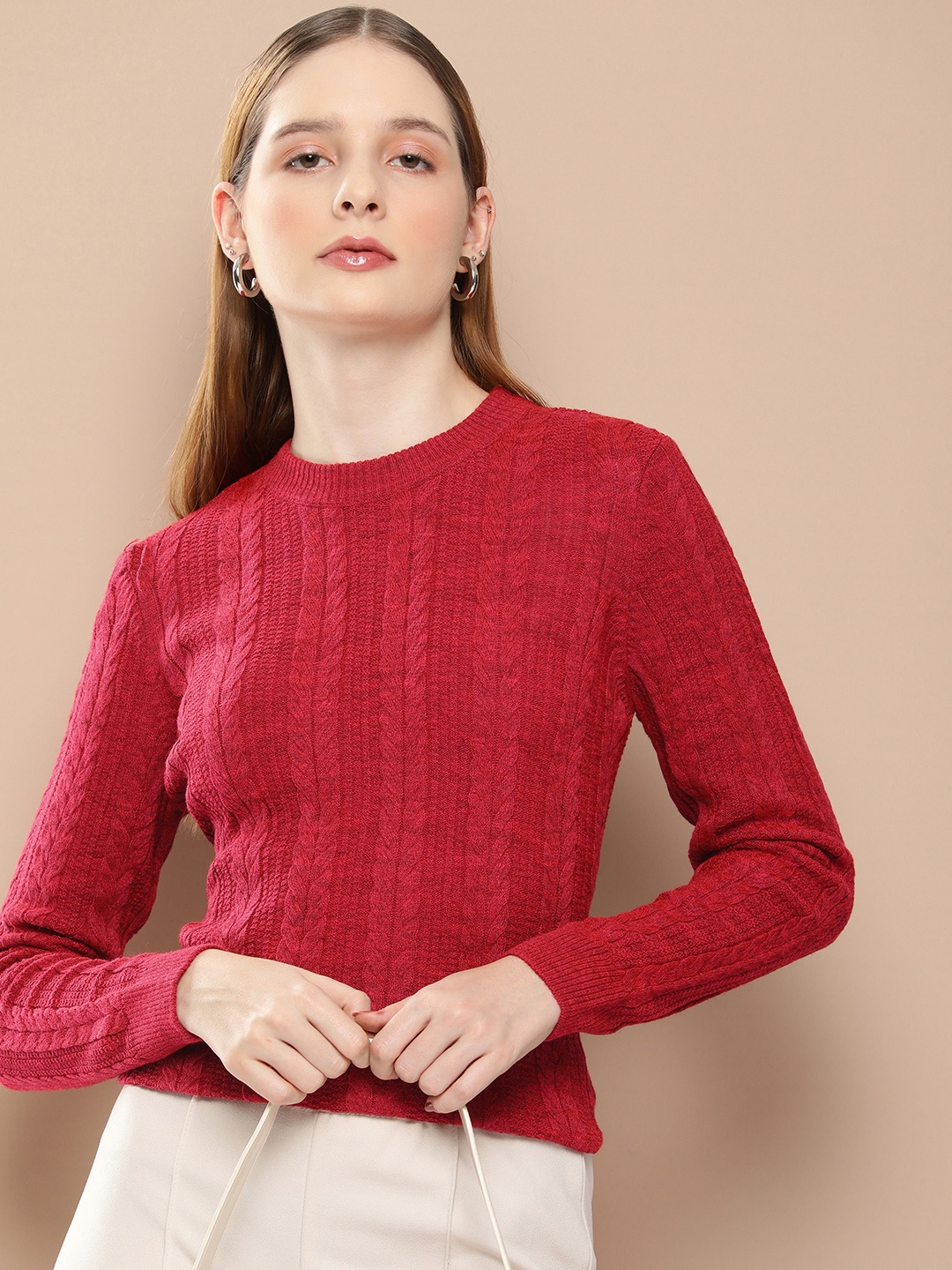 

her by invictus Cable Knitted Pullover, Red