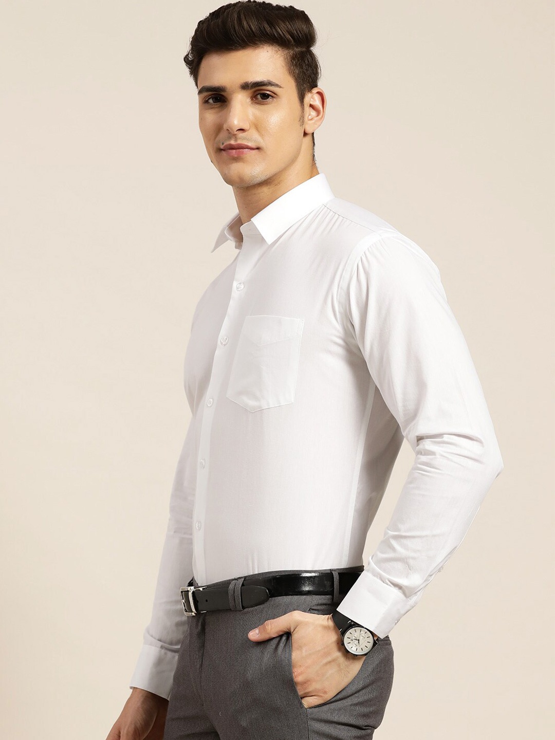 

Hancock Relaxed Spread Collar Cotton Formal Shirt, White