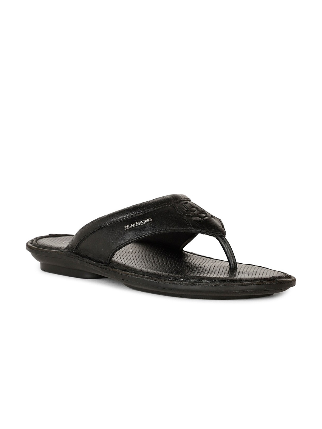 

Hush Puppies Men Emboss Th Leather Comfort Sandals, Black