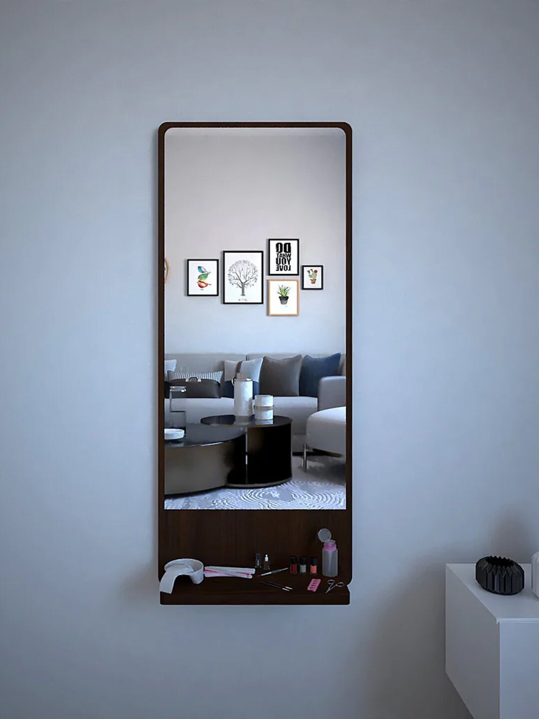 

WALLMANTRA Minimalist Black MDF Wooden Full Length Rectangular Mirror