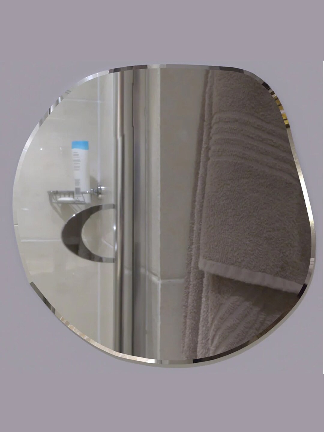 

WALLMANTRA Scandinavian Transparent Frameless Beveled Asymmetrical Wall Mirror