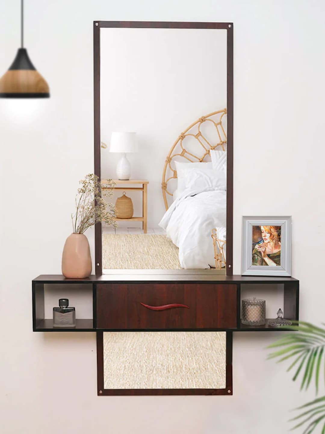 

WALLMANTRA Modern Classic Brown Premium Wooden Dressing Mirror