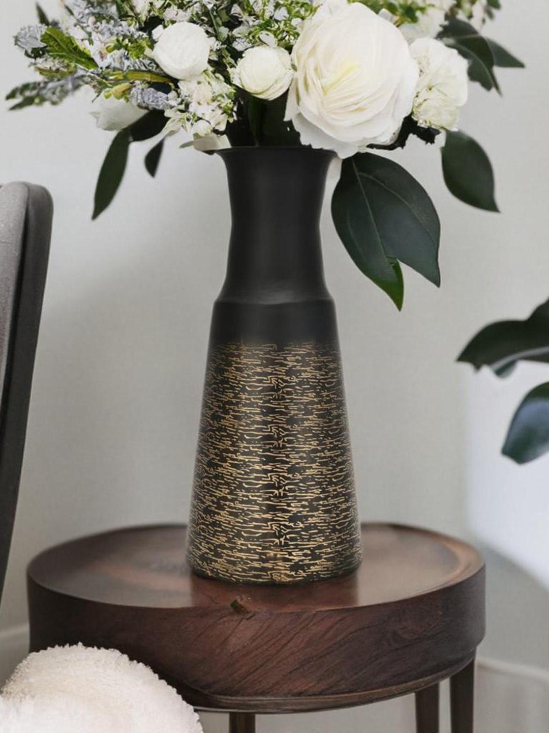 

Athome by Nilkamal Black Printed Conical Metal Vase