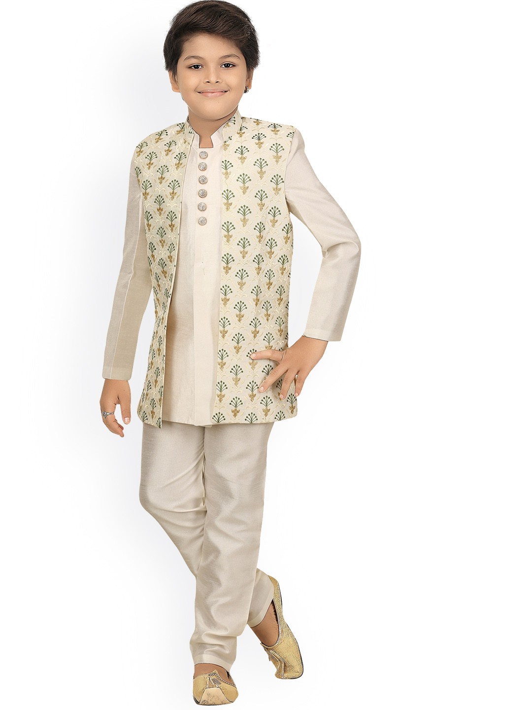 

BAESD Embroidered Silk Sherwani Set, Beige