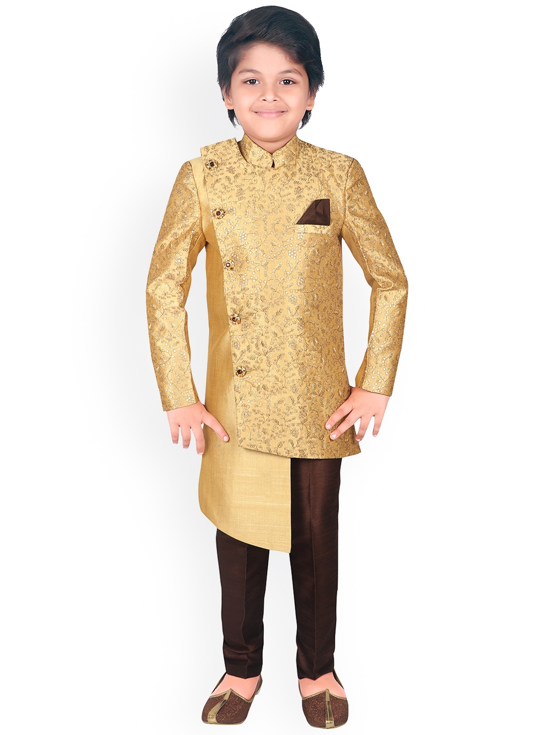 

BAESD Boys Embroidered Sherwani Set, Beige