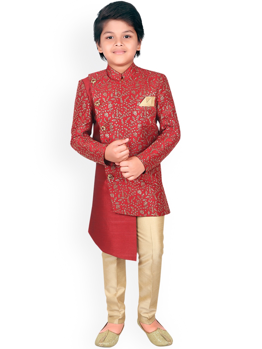 

BAESD Boys Embroidered Sherwani Set, Maroon
