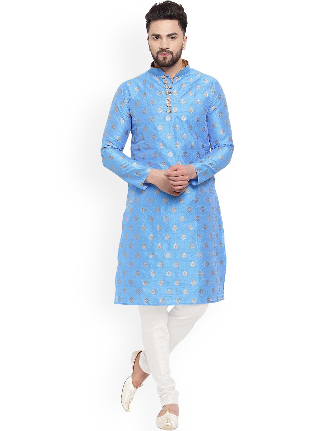 

Larwa Ethnic Motifs Printed Regular Kurta With Churidar, Blue