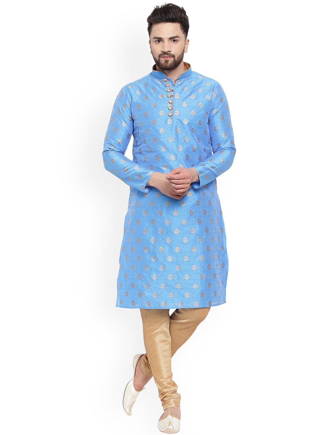 

Larwa Ethnic Motifs Woven Design Kurta With Churidar, Blue