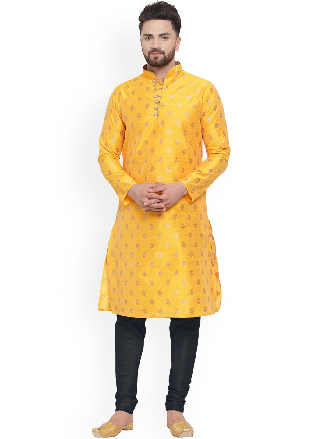

Larwa Ethnic Motifs Woven Design Kurta With Churidar, Yellow