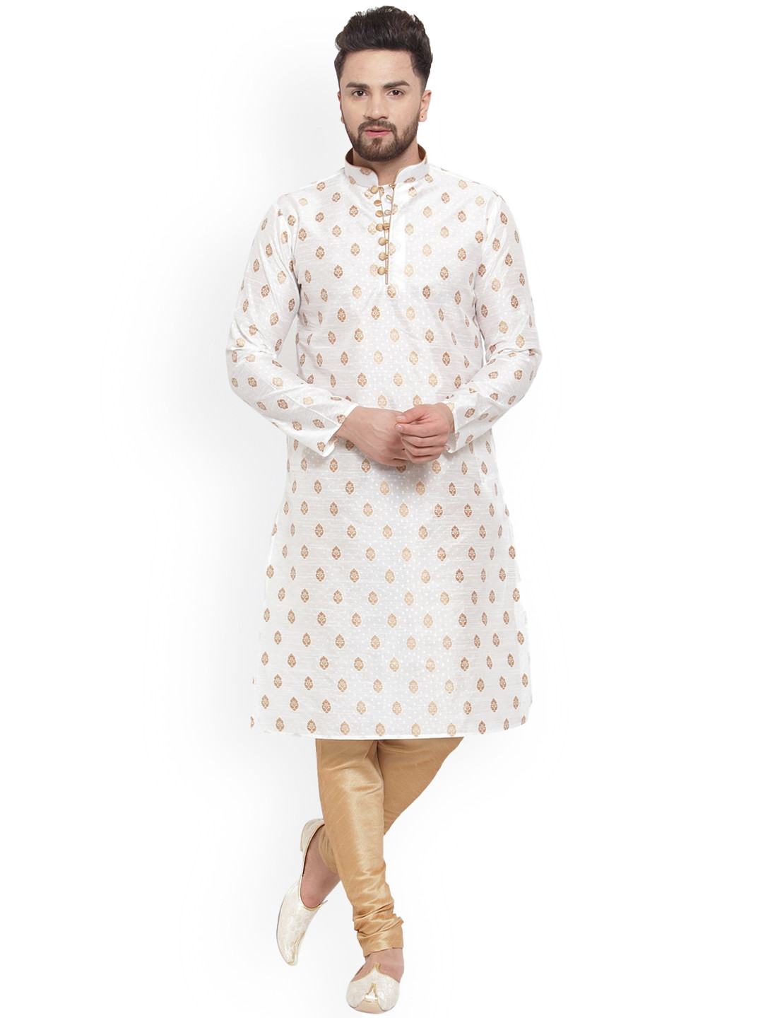 

Larwa Ethnic Motifs Printed Regular Kurta With Churidar, White