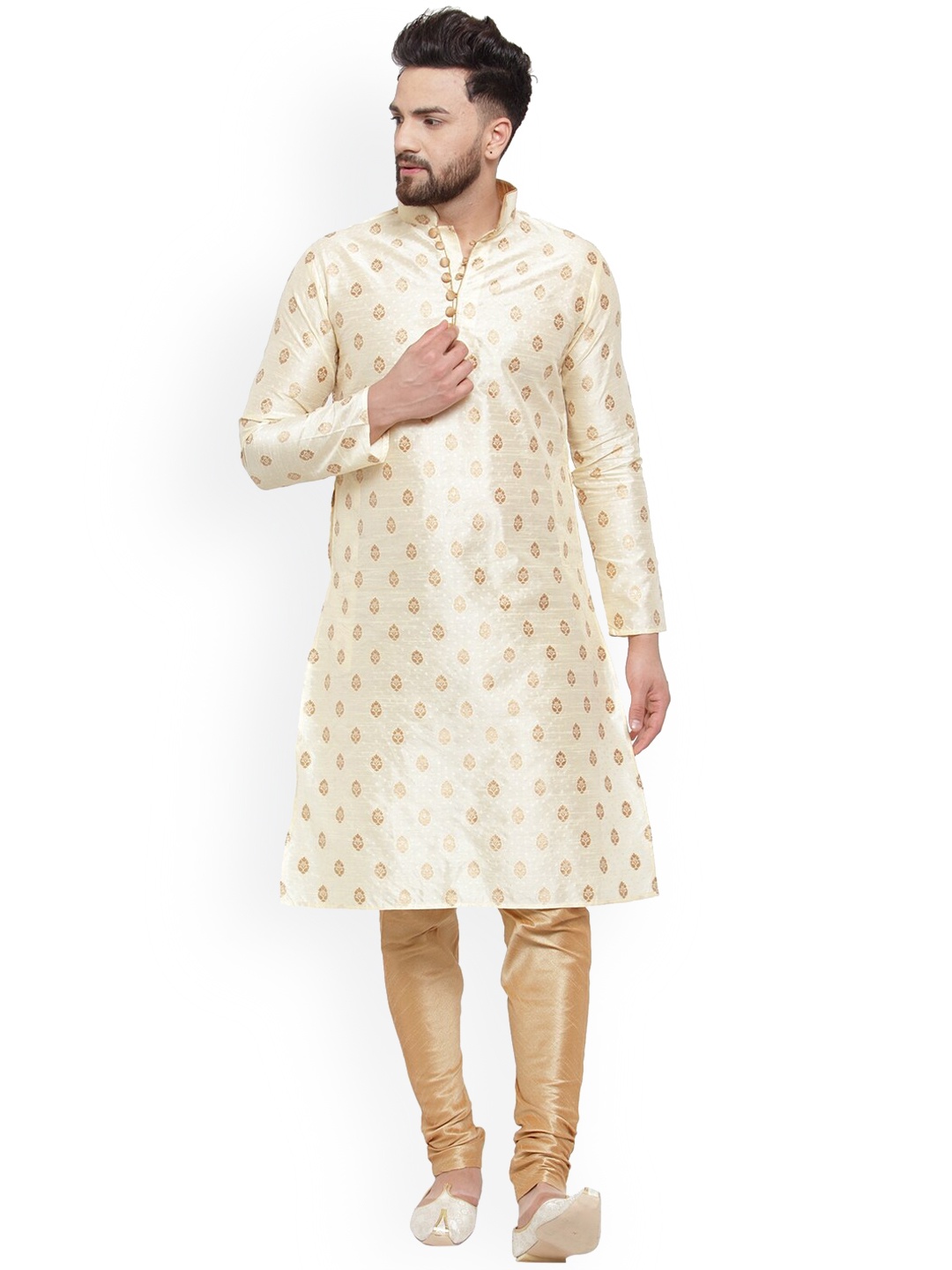 

Larwa Ethnic Motifs Woven Design Kurta With Churidar, Beige