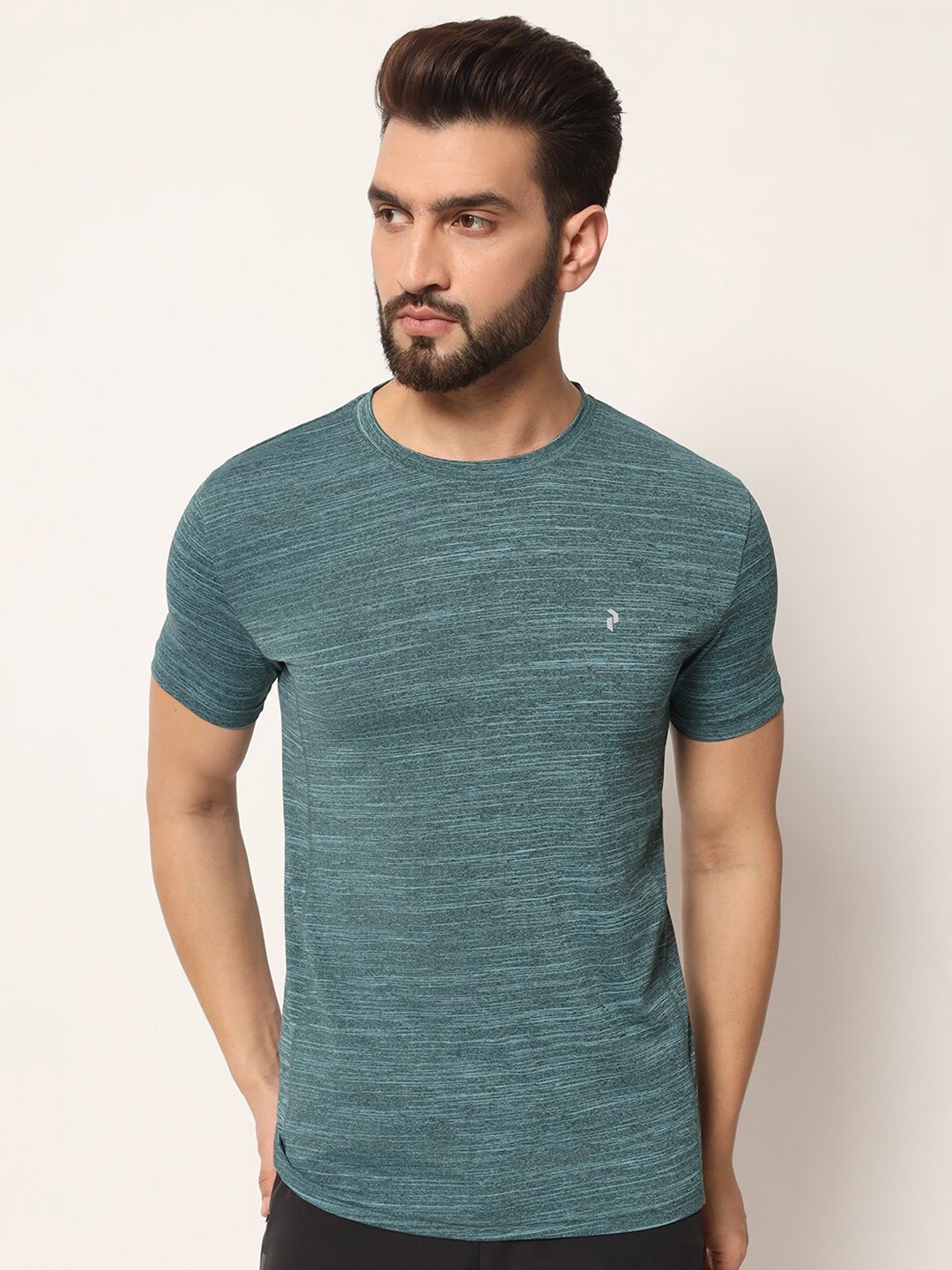 

PERFKT-U Self Design Round Neck Rapid-Dry Sports T-Shirt, Green