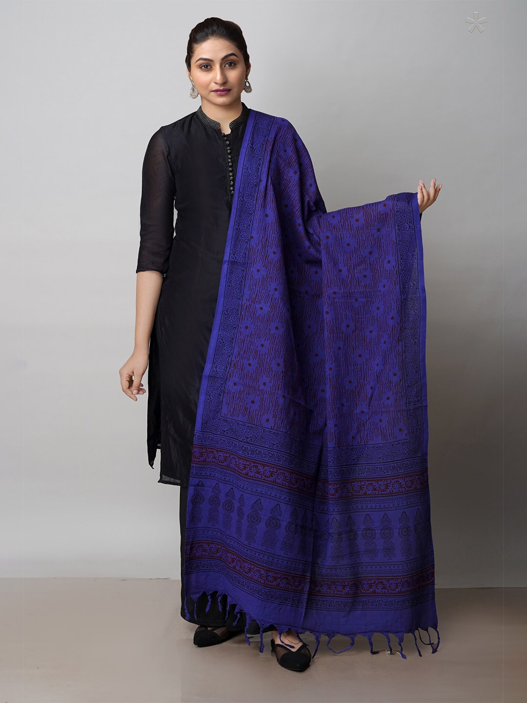 

Unnati Silks Ethnic Motifs Bagh Printed Cotton Dupatta, Blue