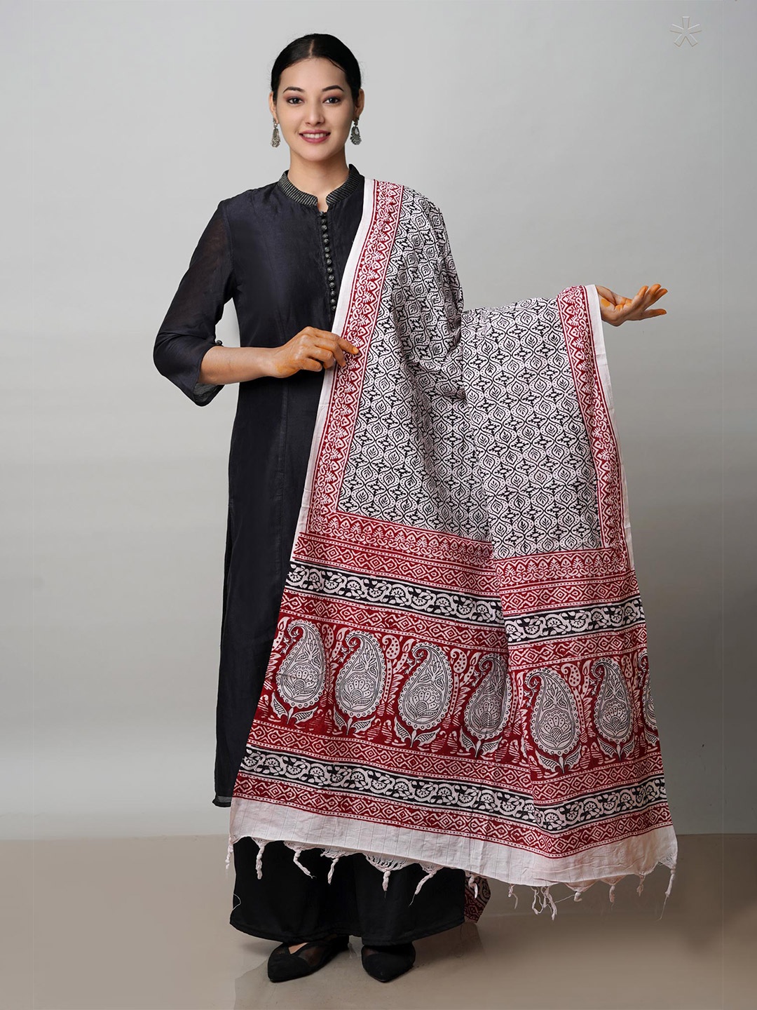 

Unnati Silks Ethnic Motifs Printed Dupatta, White