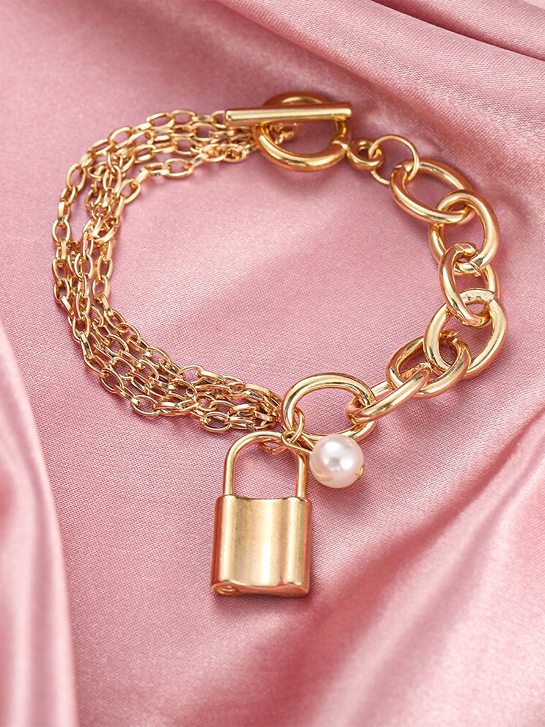 

Shining Diva Fashion Gold-Plated Multistrand Bracelet