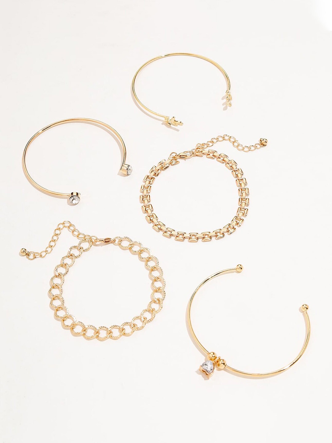 

Shining Diva Fashion 5Pcs Gold-Plated Crystals Link Bracelet