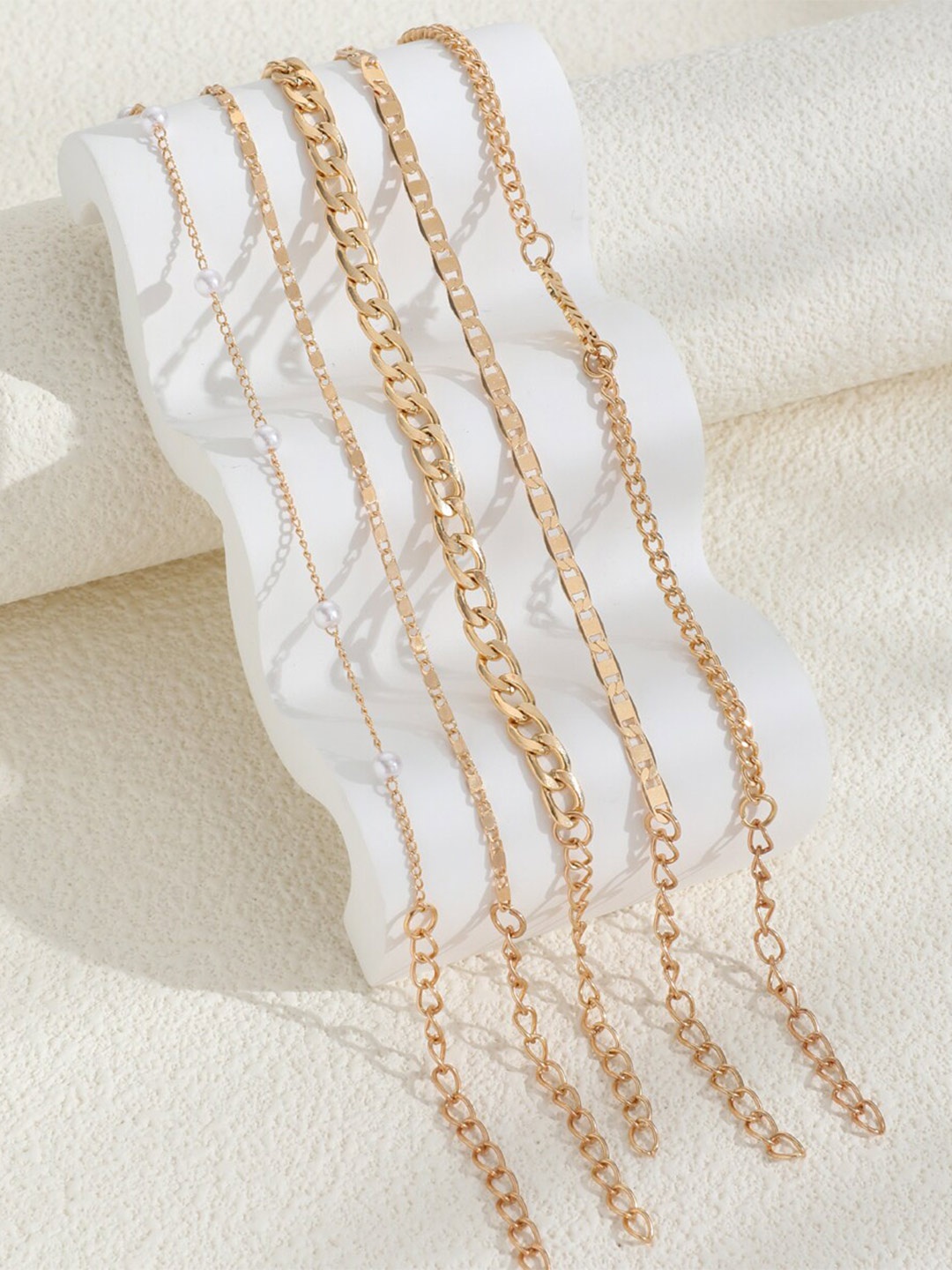 

Shining Diva Fashion 5Pcs Gold-Plated Link Bracelet