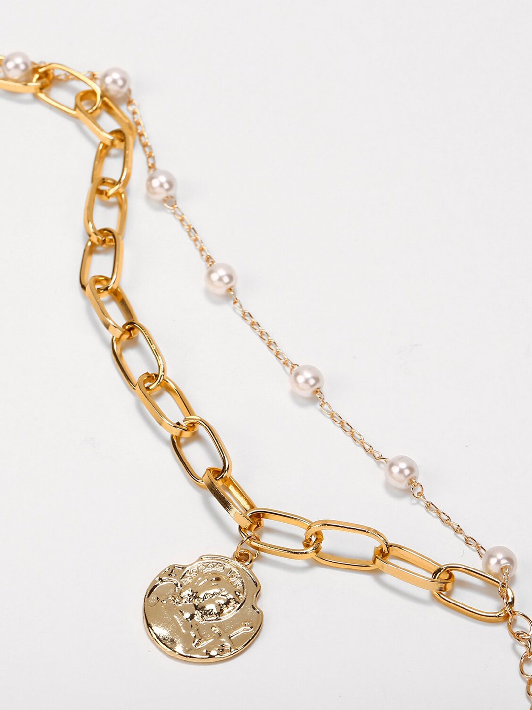 

Shining Diva Fashion Women Pearls Gold-Plated Link Bracelet