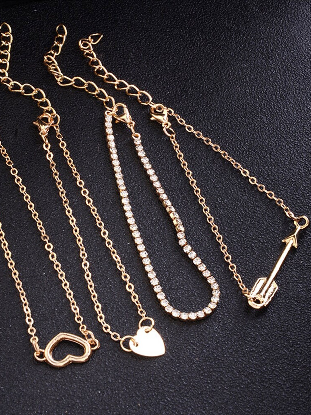 

Shining Diva Fashion Women Set Of 4 Crystals Gold-Plated Link Bracelet